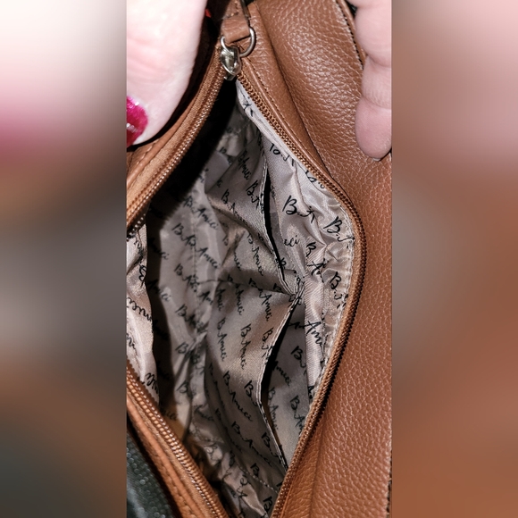 #379 B. Amici- Black/brown Handbag w/scarf/bag Charm - Picture 10 of 14